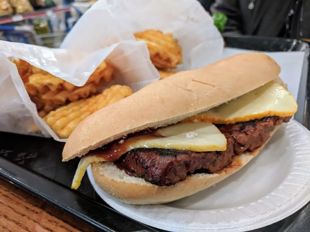 Rib Sandwich with Waffle Fries